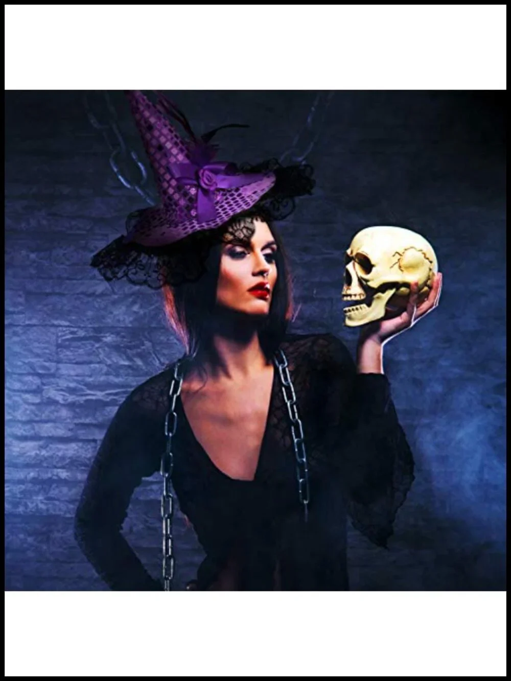 Witch Hat Headband Halloween Costume Accessory with Feathers Sequin